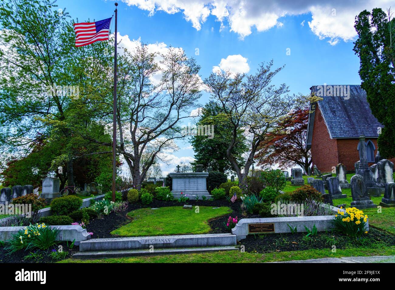 Lancaster, PA, USA April 18, 2021 Gravesite of James Buchanan, the