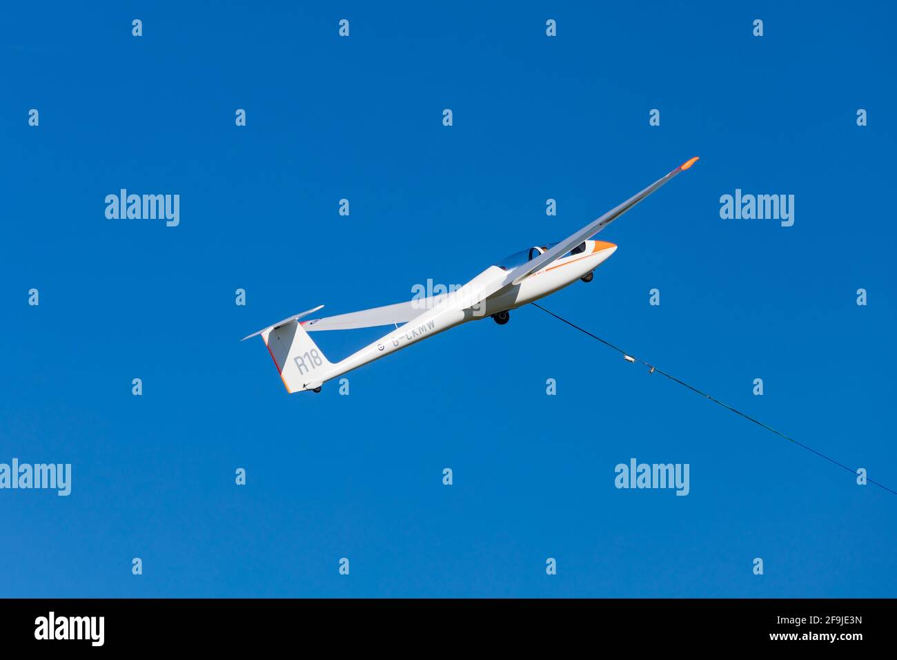 Alexander Schleicher ASK21 two seat training glider sailplane of the RAFGSA winch launches into