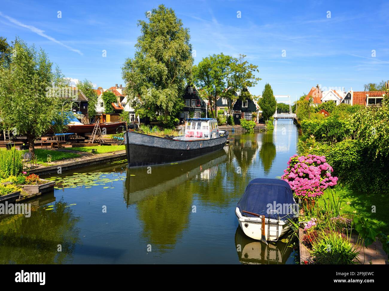 Typical dutch landscape by Edam town, Northern Holland, Netherlands Stock Photo