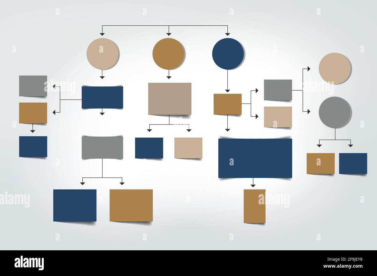 Fowchart. Blue Colored shadows scheme. Stock Vector