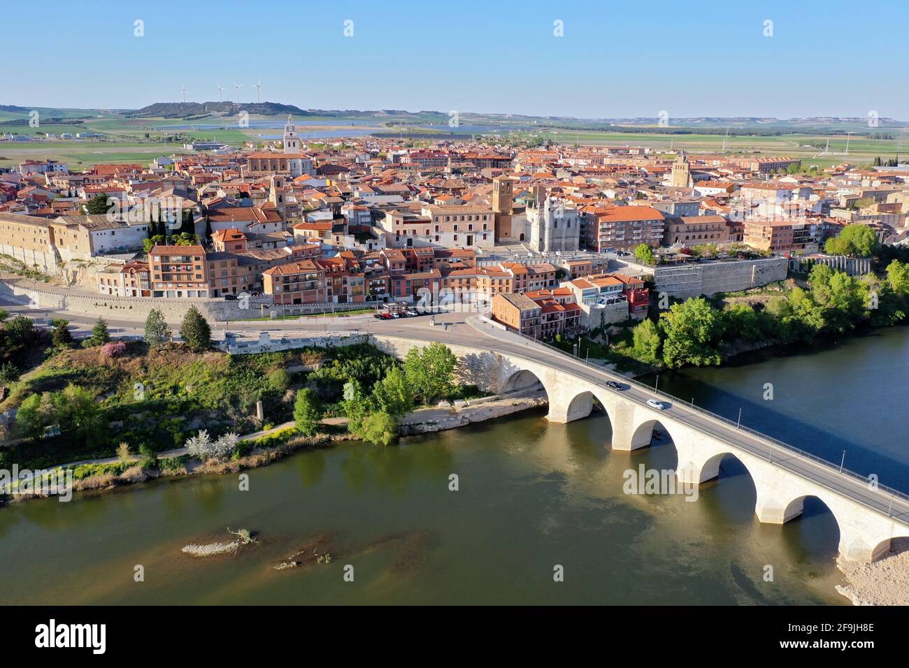 aerial panoramic view of Tordesillas, Valladolid Stock Photo