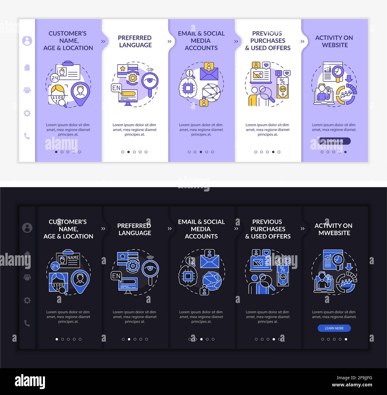 Smart content analytics criteria onboarding vector template Stock Vector