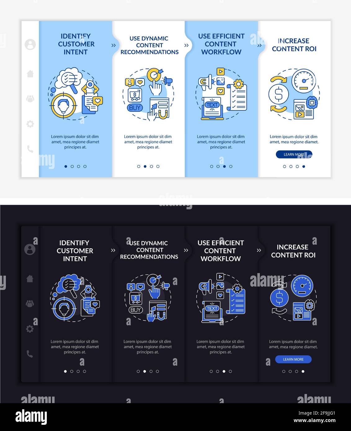 Smart content tips onboarding vector template Stock Vector