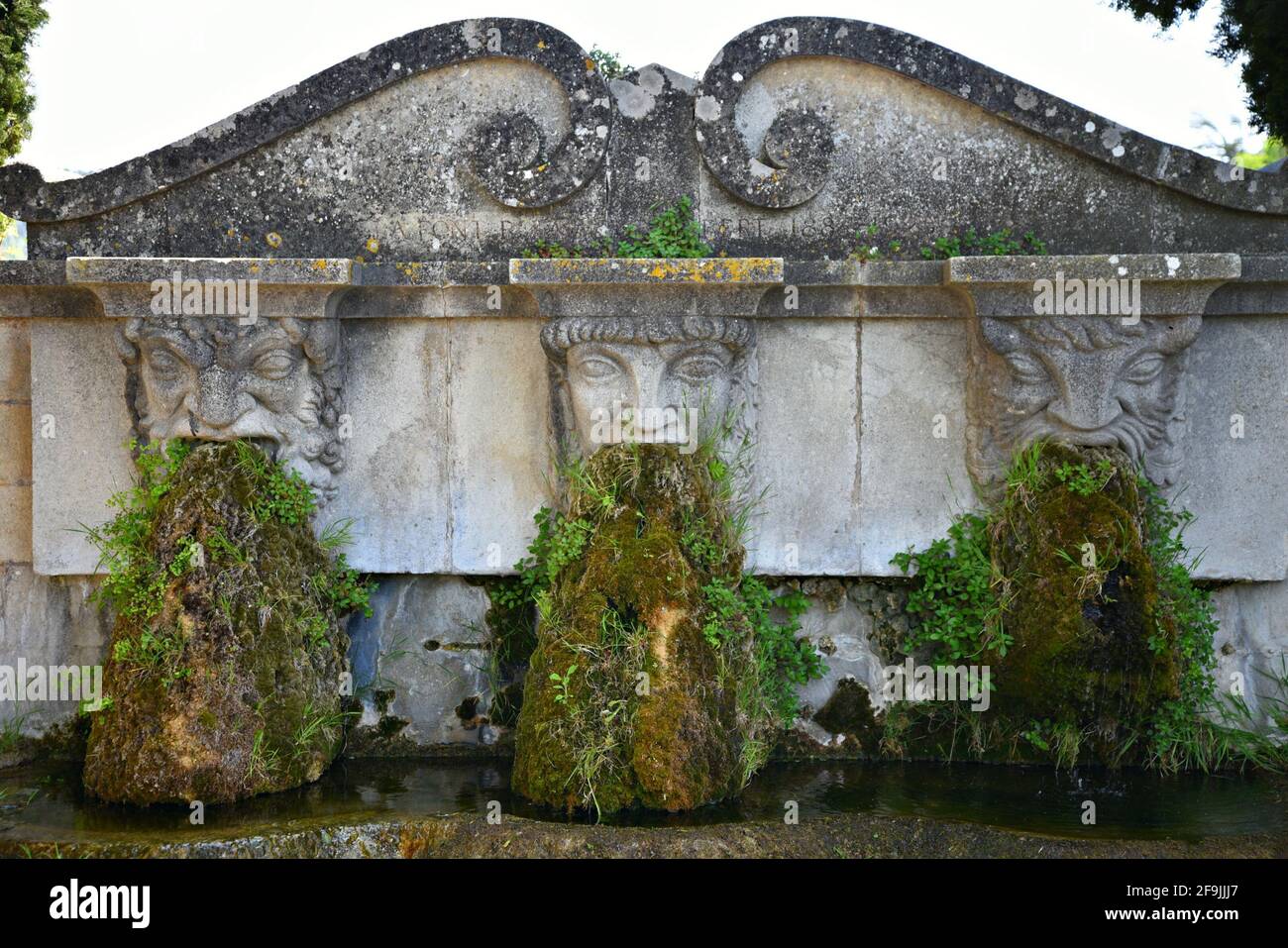 Antique stone and marble water fountain in the picturesque village of Lourmarin in Vaucluse, Provence France. Stock Photo