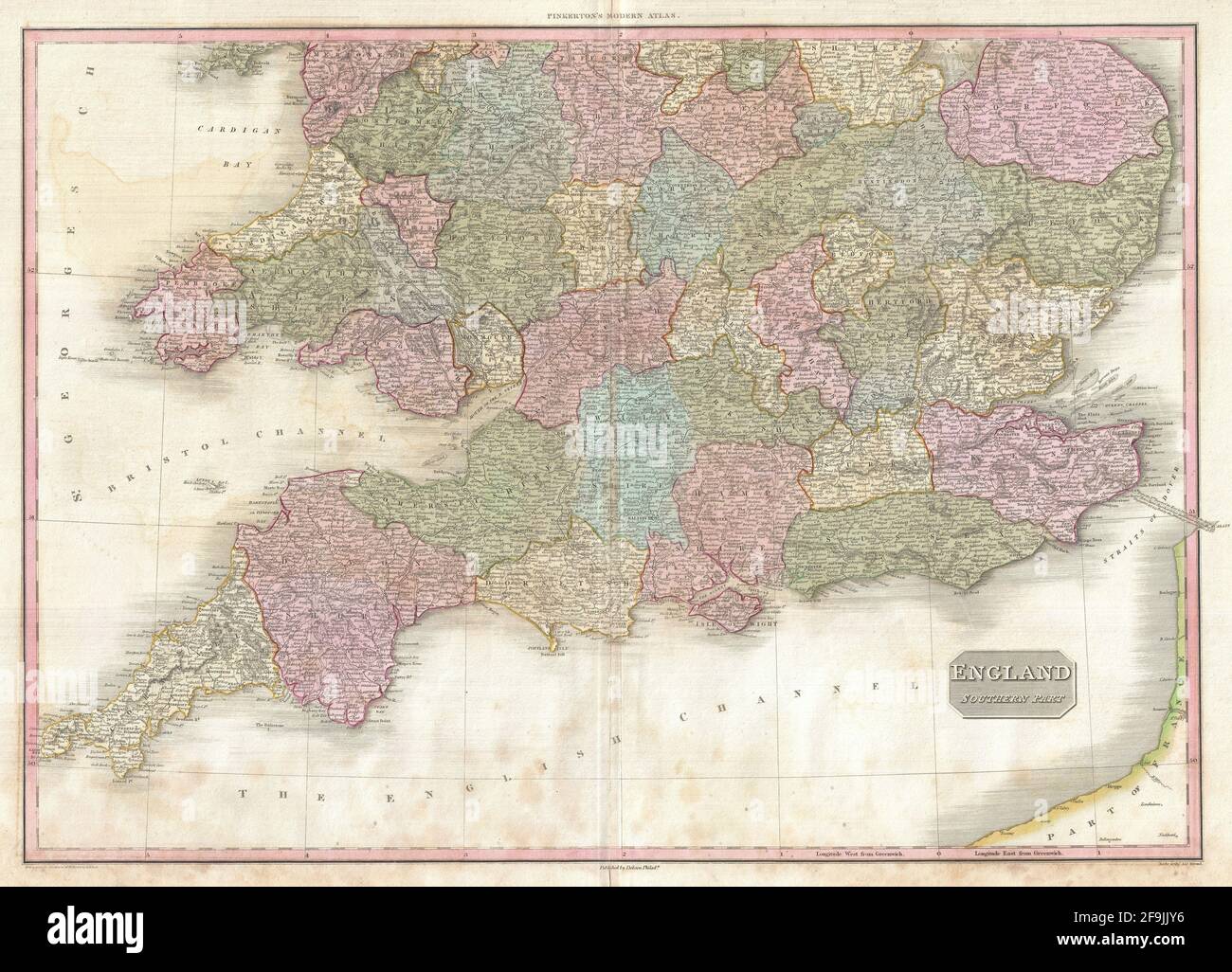 Beautiful vintage hand drawn Pinkerton's map of England from 1818 with ...