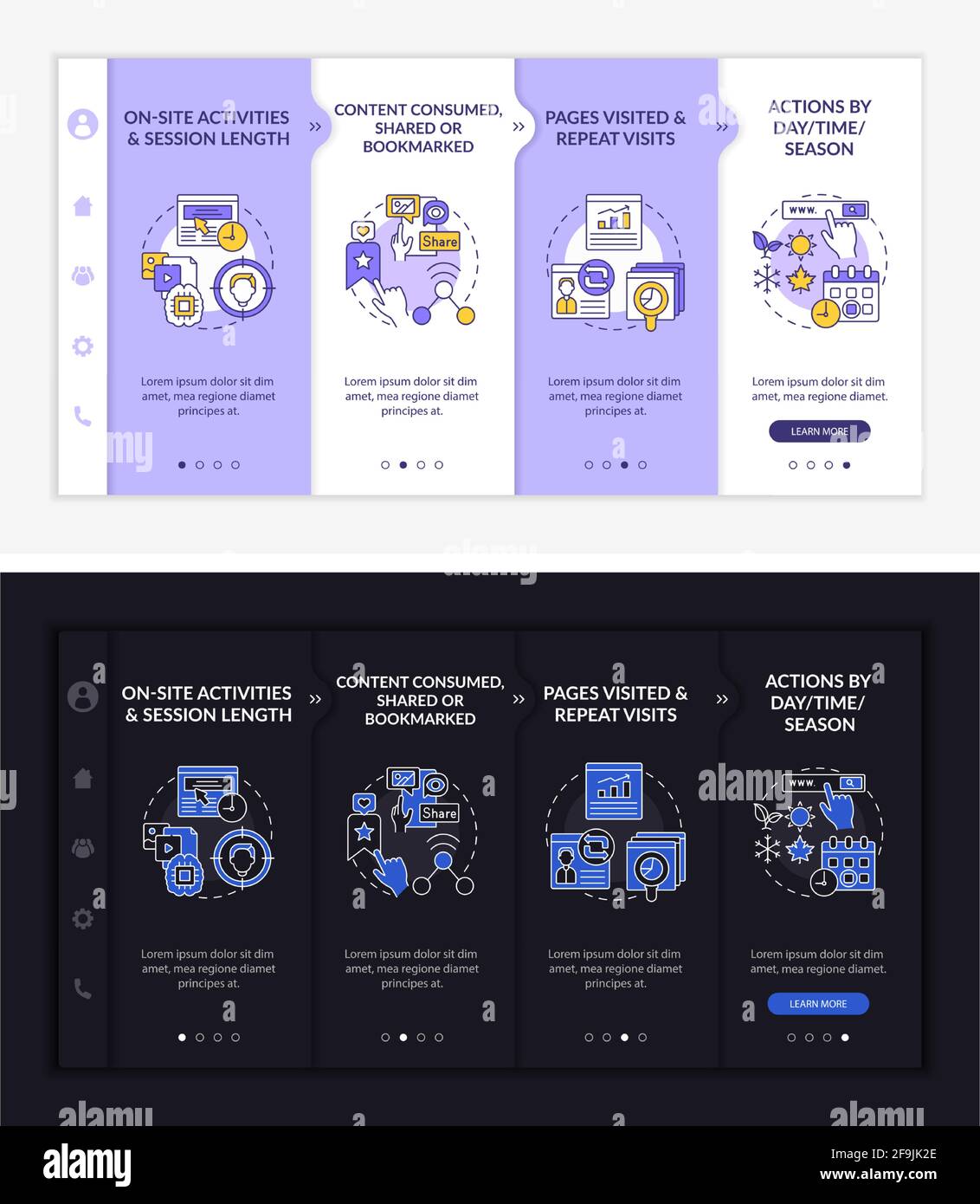 User behaviour analysis onboarding vector template Stock Vector