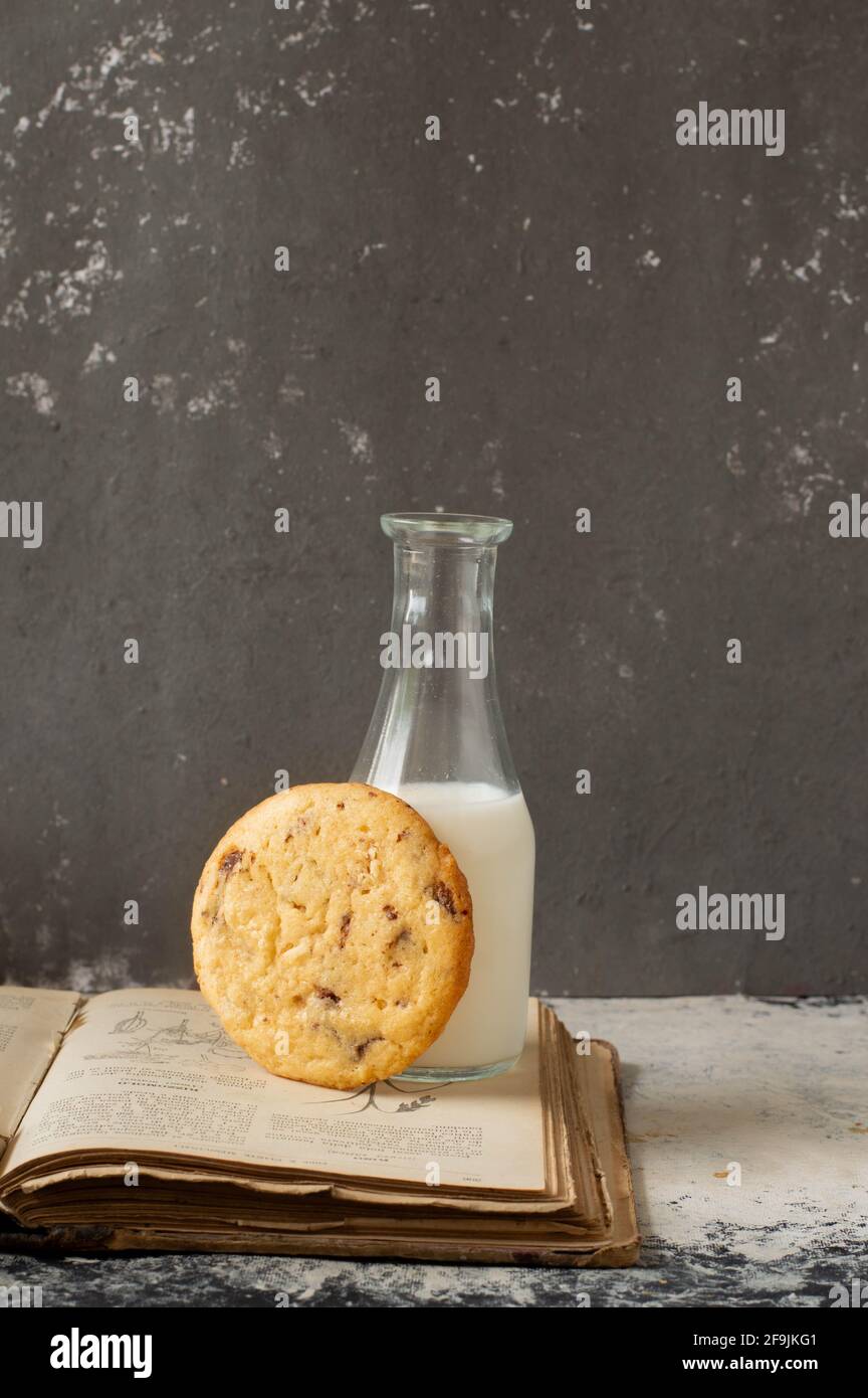 Chocolate chips cookies with almonds Stock Photo