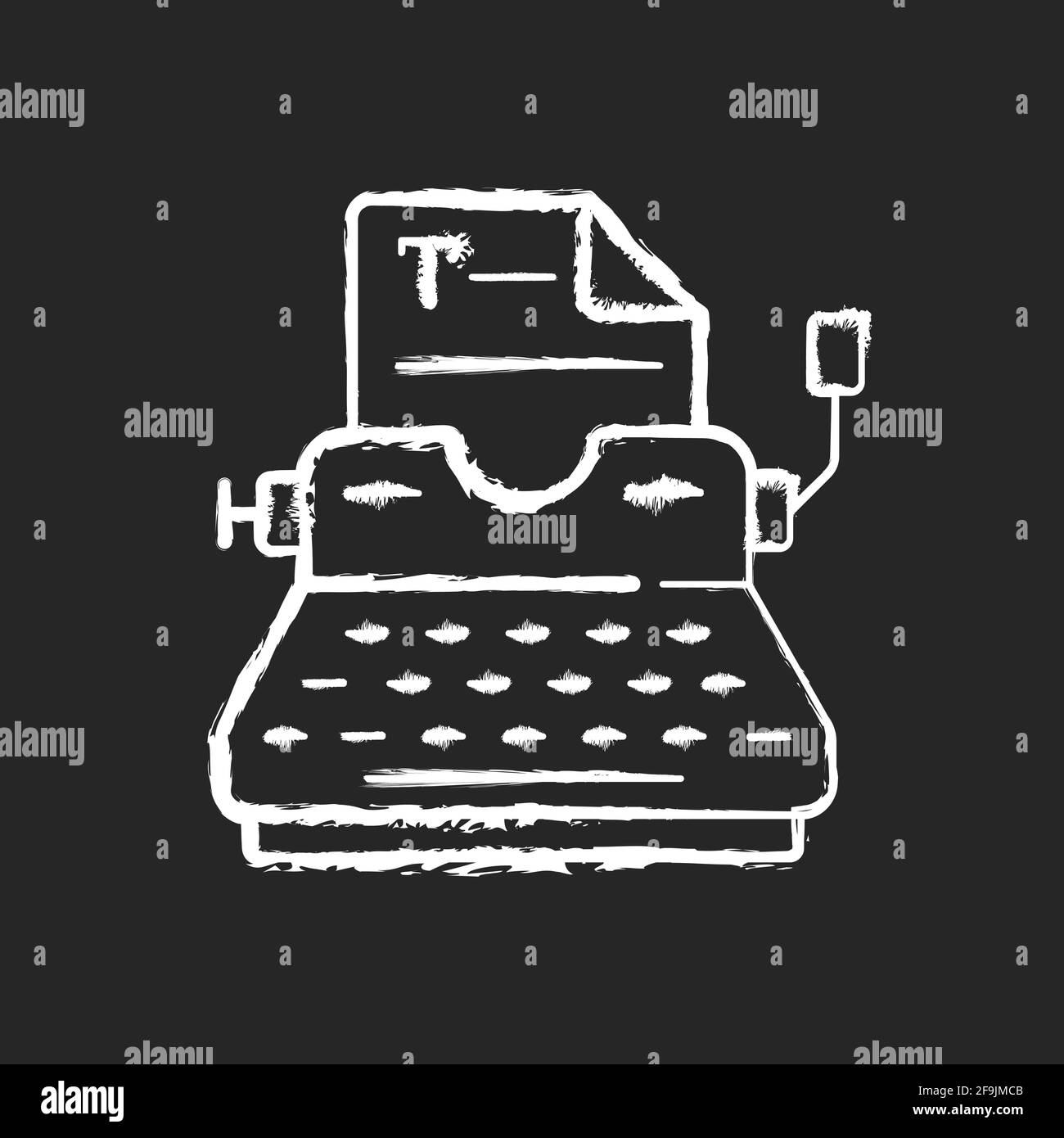 Typewriter chalk white icon on black background Stock Vector
