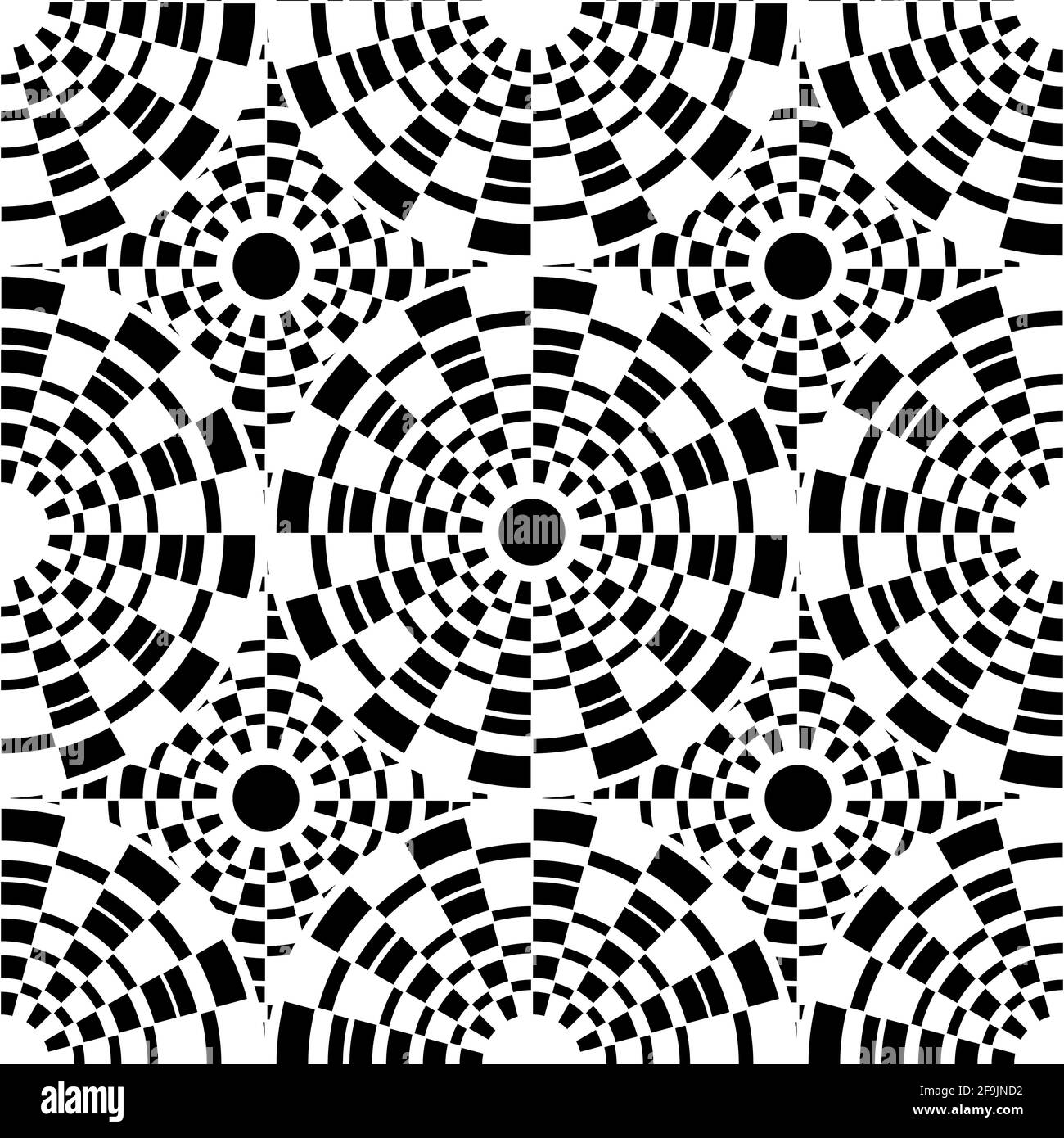 abstract Seamless black and white pattern in the form of abstract circles. Stock Photo