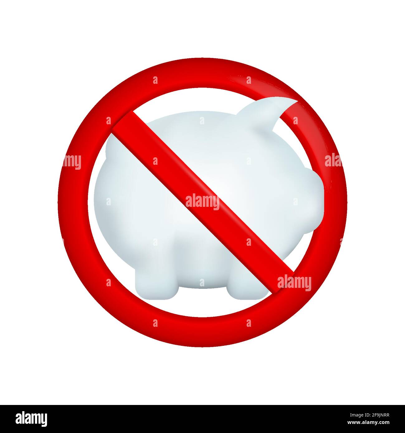 No piggy bank. Prohibition sign. Forbidden round sign. Vector ...