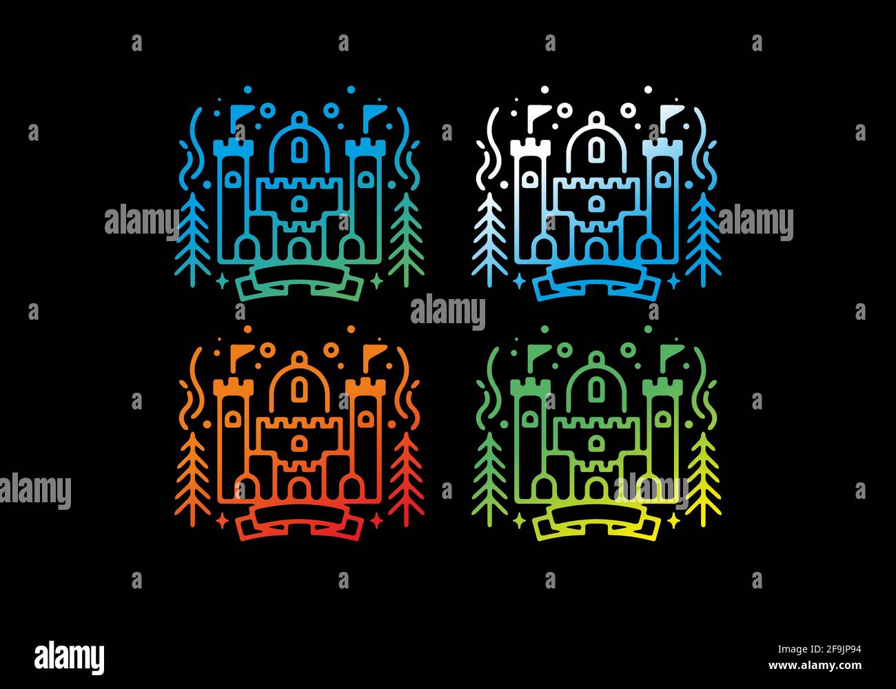 Castle line art in gradient color illustration design Stock Vector ...