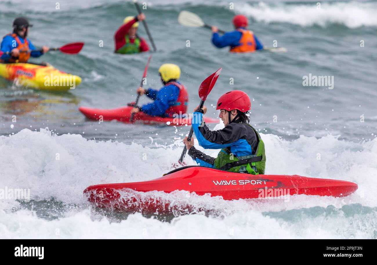 Garrettstown, Cork, Ireland. 19th April, 2021. Students from Kinsale  College of Further Education doing assessments in Kayaking as part of their  Instructor Training Course at Garrettstown, Co. Cork, Ireland. - Credit;  David