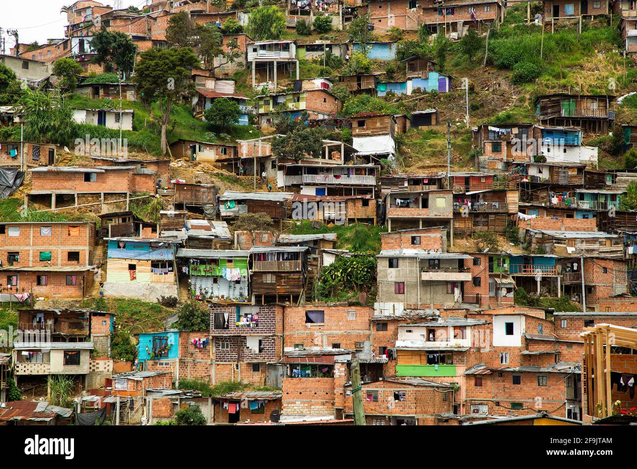 Medellin, Antioquia / Colombia - December 03, 2019. Neighborhood 13 de Noviembre located in the center east of Medellín, with 17 hectares where 13,000 Stock Photo