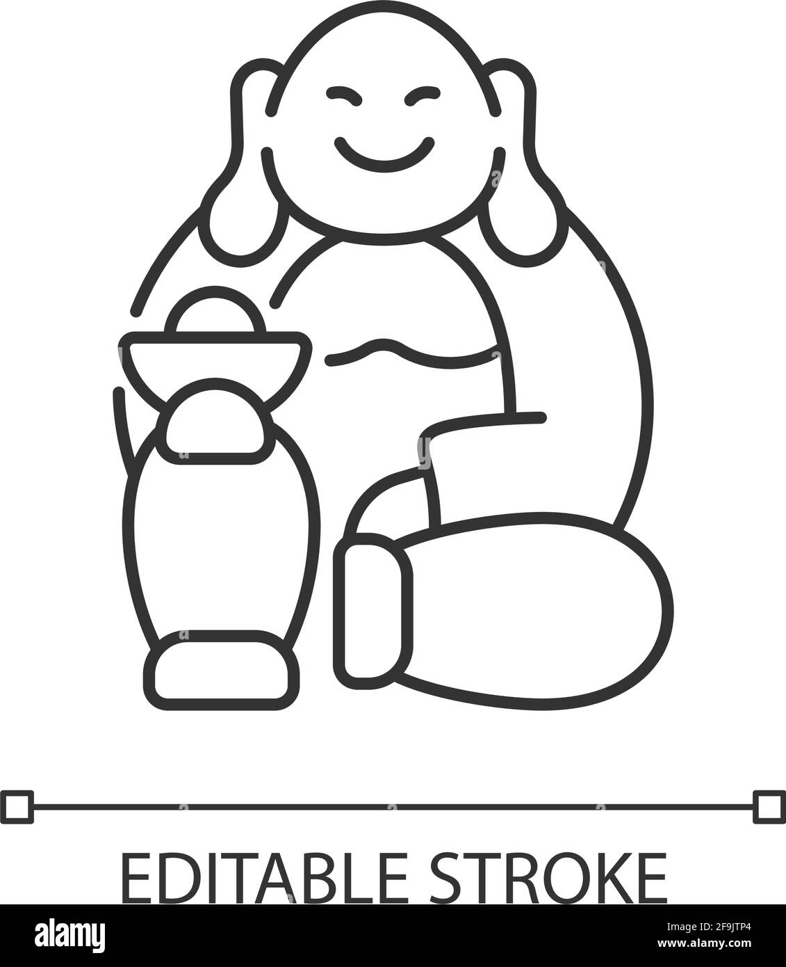 Laughing Buddha linear icon Stock Vector