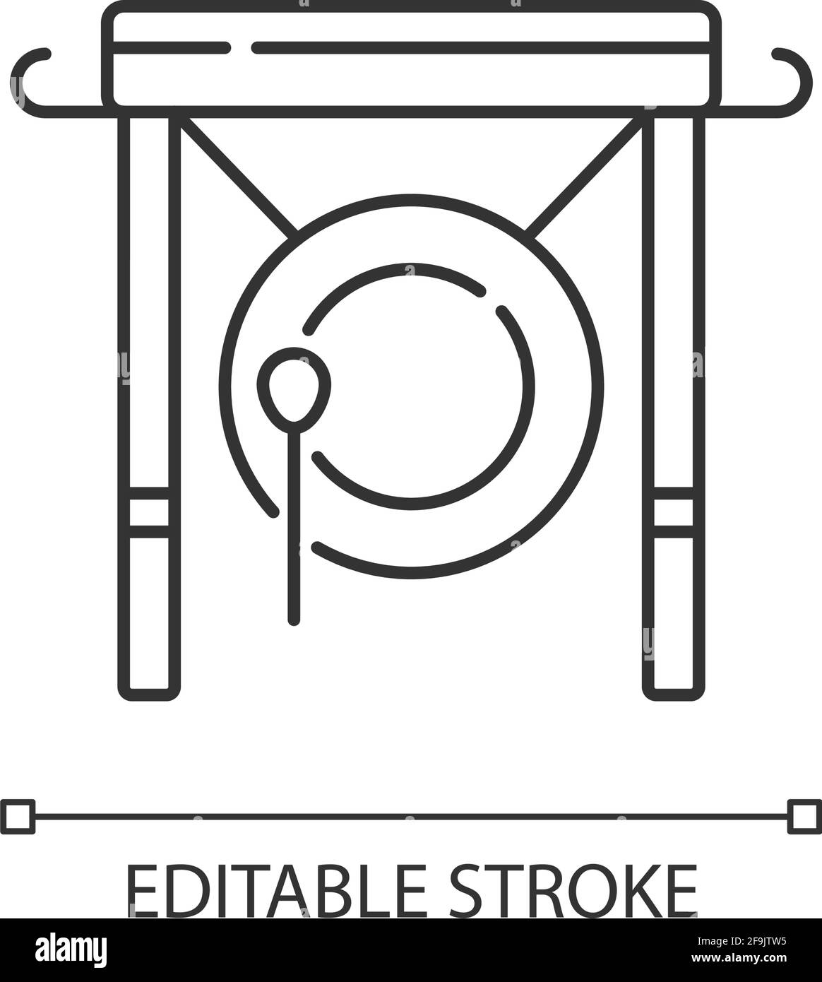 Chinese gong linear icon Stock Vector