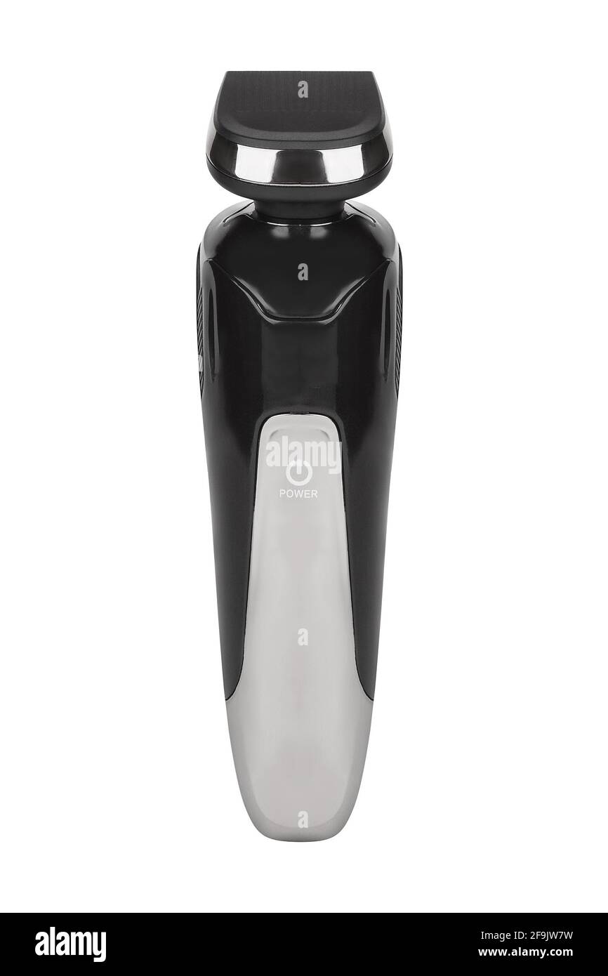 Cordless beard trimmer isolated on white background. Stock Photo
