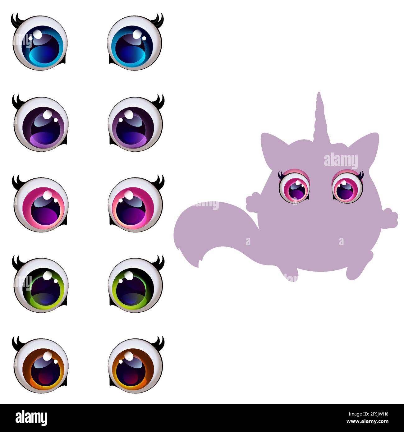 Set of eyes of different colors for cute character design. Vector ...
