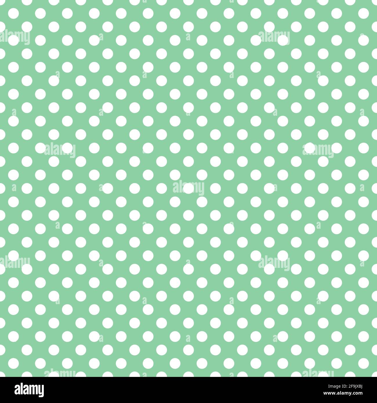Seamless polka dot pattern vector. White on mint green. Polka dots texture. Stock Vector