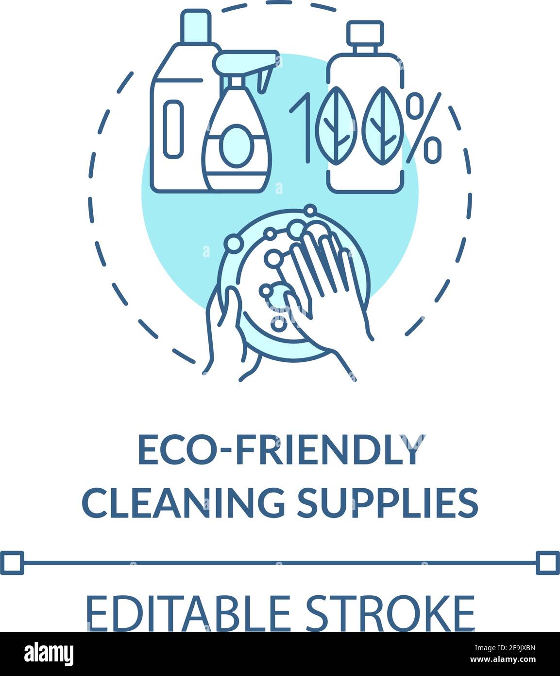 Eco friendly cleaning supplies concept icon Stock Vector