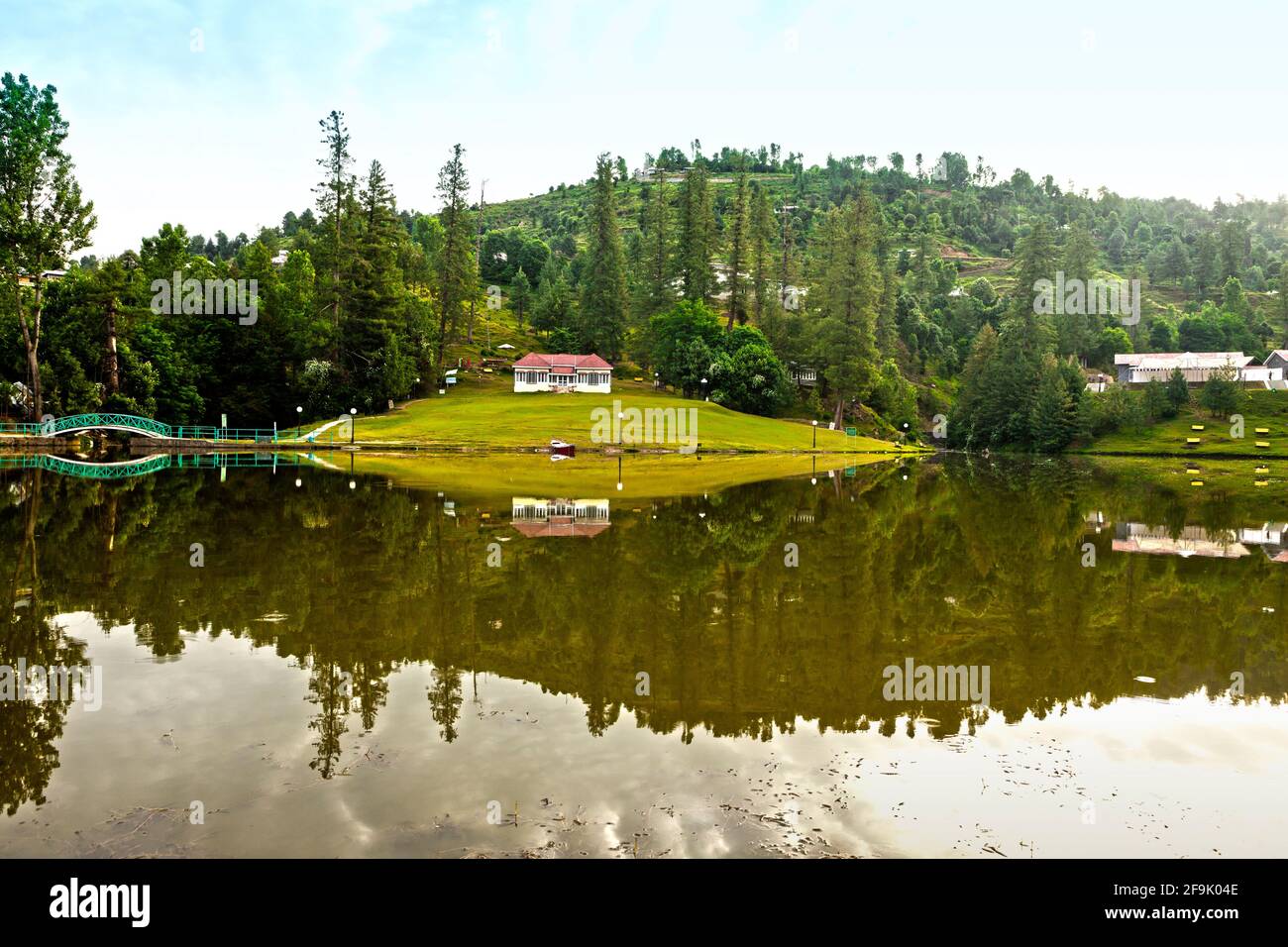 HDR Reflection of tourist resort in Banjosa Lake in Rawalakot District of Pakistan Administered