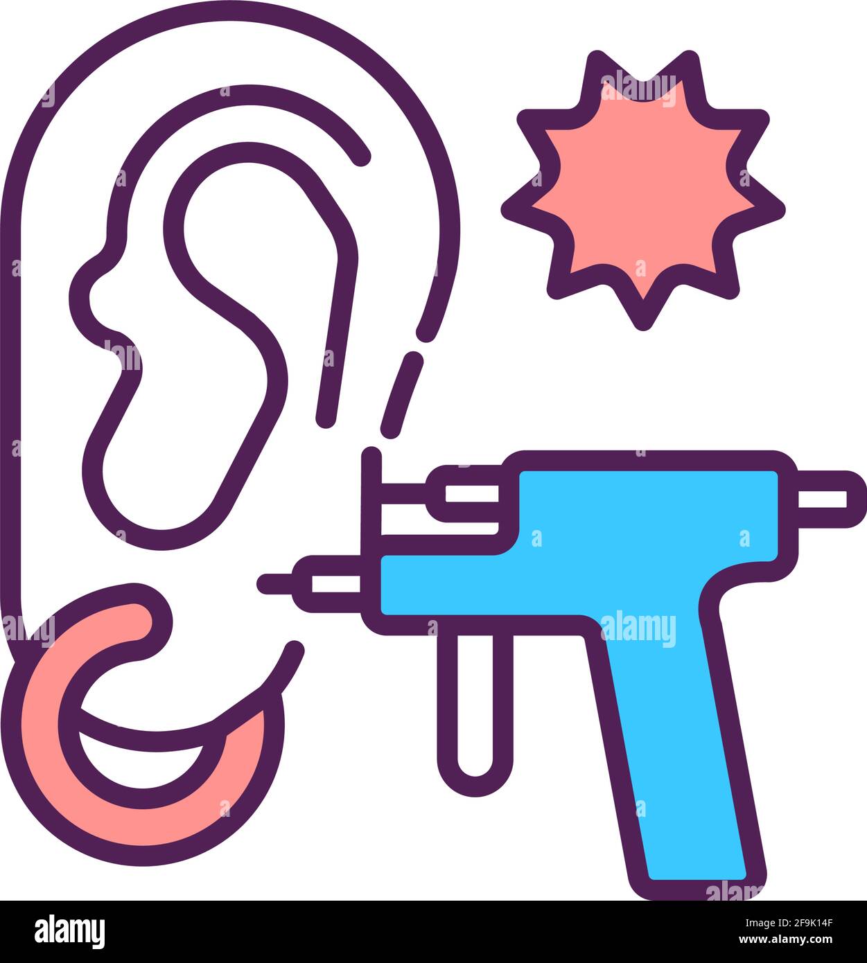 Ear piercing gun dangers RGB color icon Stock Vector Image & Art Alamy