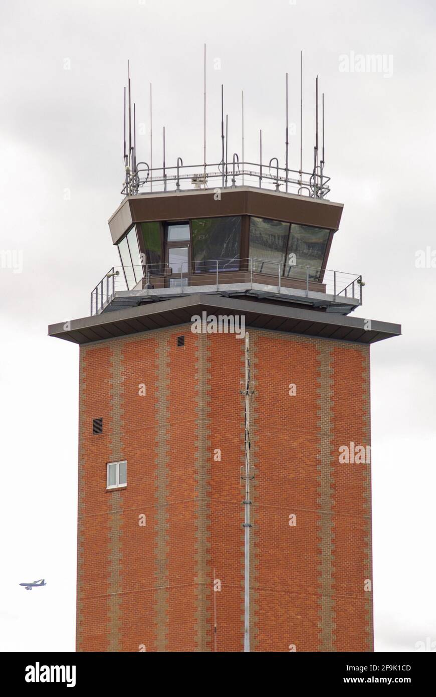 Control tower at RAF Mildenhall, in Suffolk, UK, used by the USAF. United States Air Force airbase tower Stock Photo