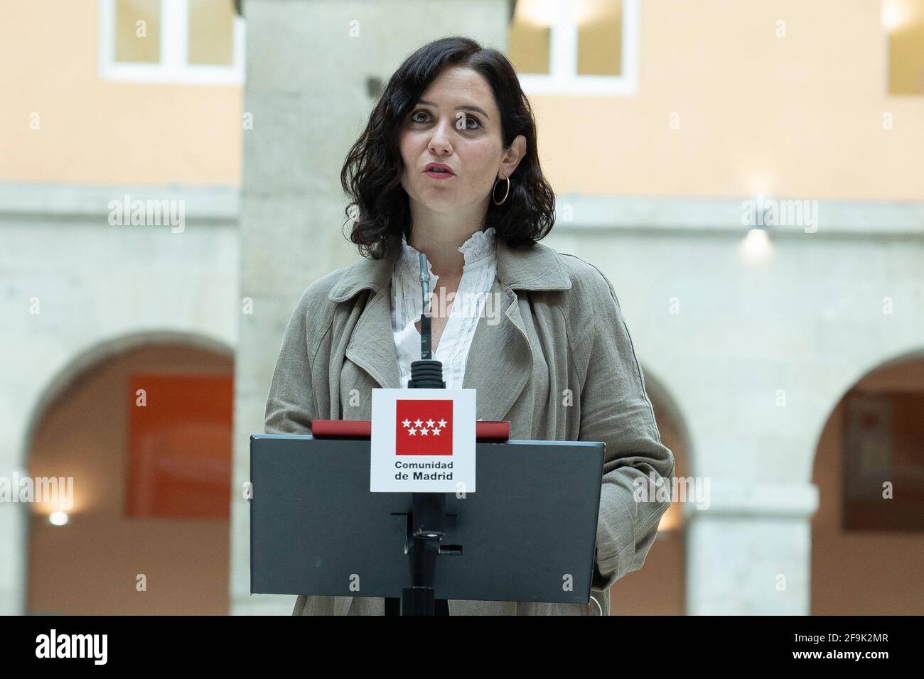 The president of the Community of Madrid, Isabel Díaz Ayuso, receives the plastic artist Antonio López, at the Real Casa de Correos, Madrid. (Photo by Oscar Fuentes / SOPA Images/Sipa USA) Stock Photo