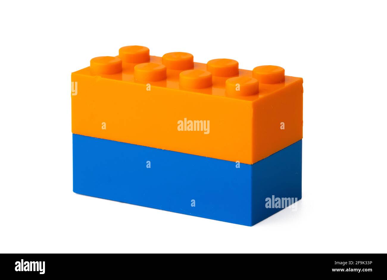 Colorful plastic toy building blocks isolated on white Stock Photo - Alamy