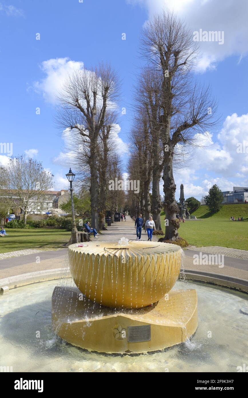 Canterbury, Kent, UK. Dane John Gardens the 'Font' fountain Stock