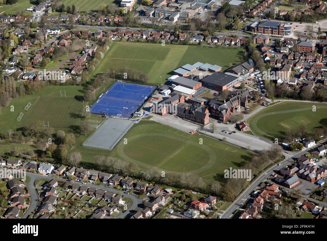 aerial view of Sandbach School, a Secondary school in Cheshire, UK Stock Photo