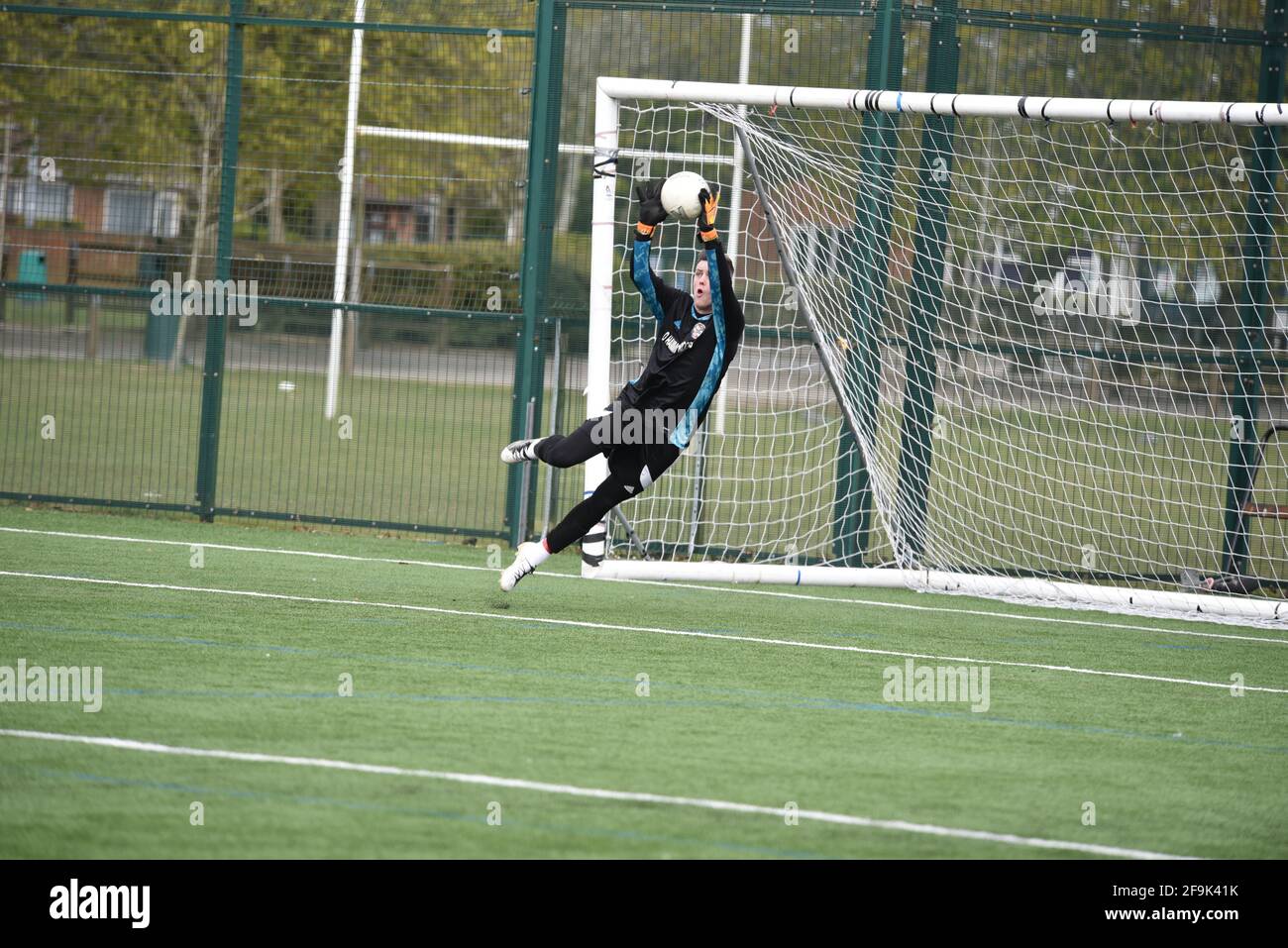 Goalie diving save Stock Photo Alamy