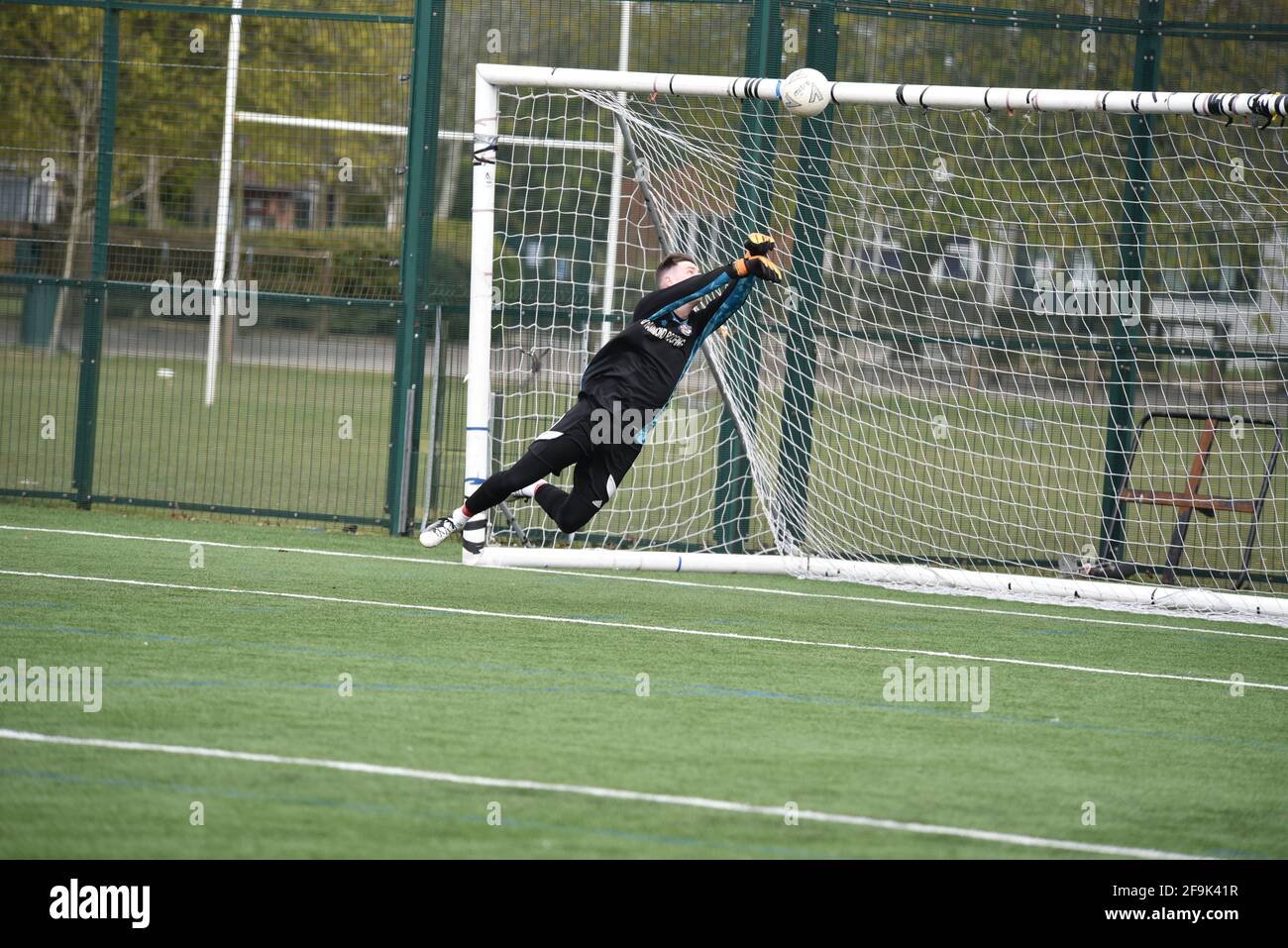 Goalie diving save Stock Photo Alamy