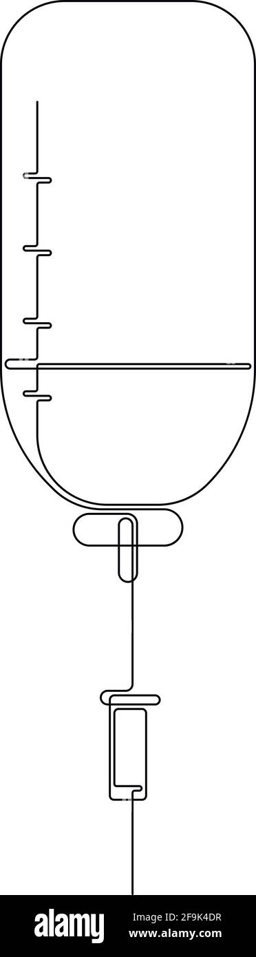 Single line medical drop counter illustration. Vector icon in one continuous line style Stock Vector
