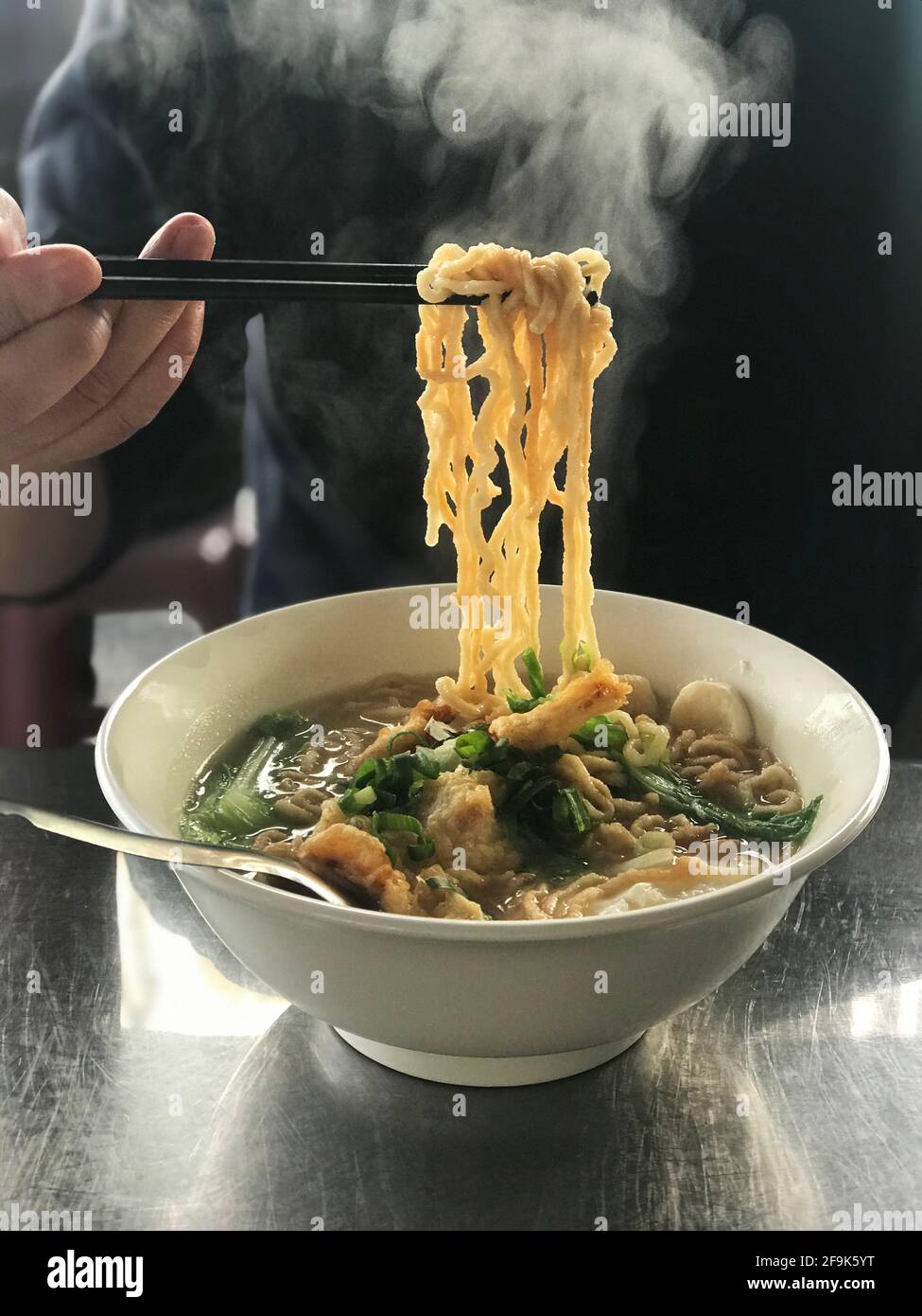 Fried Yi mein, Taiwanese Noodles Stock Photo