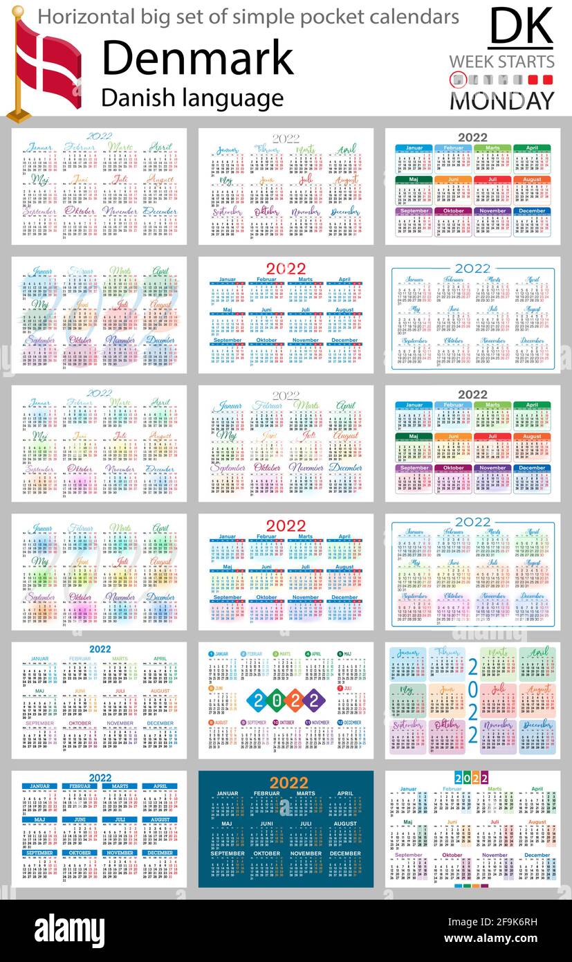 Denmark horizontal Big set of pocket calendars for 2022 (two thousand