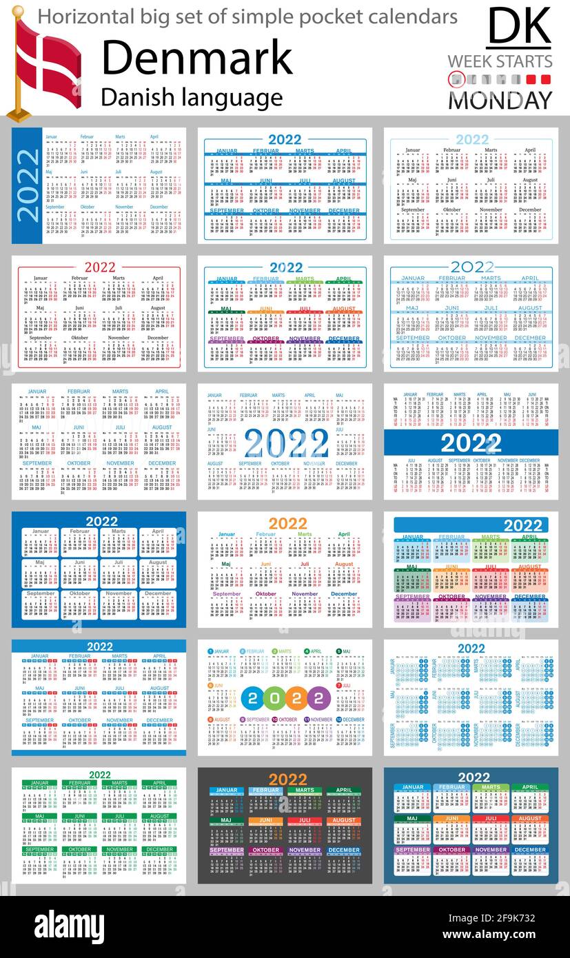 Denmark horizontal Big set of pocket calendars for 2022 (two thousand