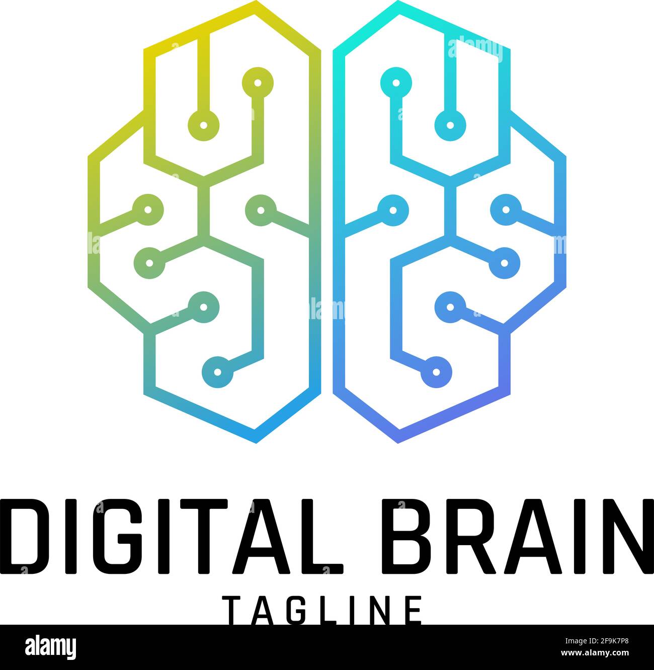 Logo Deisgn Vector Digital Brain Stock Vector