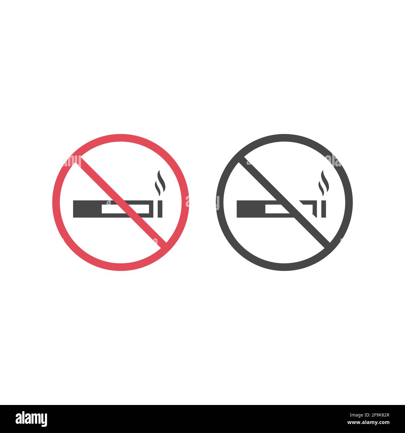 No cigarettes red prohibition vector sign. Smoking not allowed icon. Stock Vector