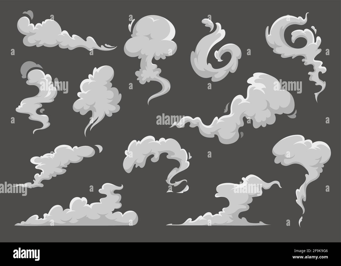 Cartoon clouds, steaming smoke and steam flows. Vector comic book explosion  clouds, smoke puffs and speed dust trails, smog or vapor air flows and fog  Stock Vector Image & Art - Alamy