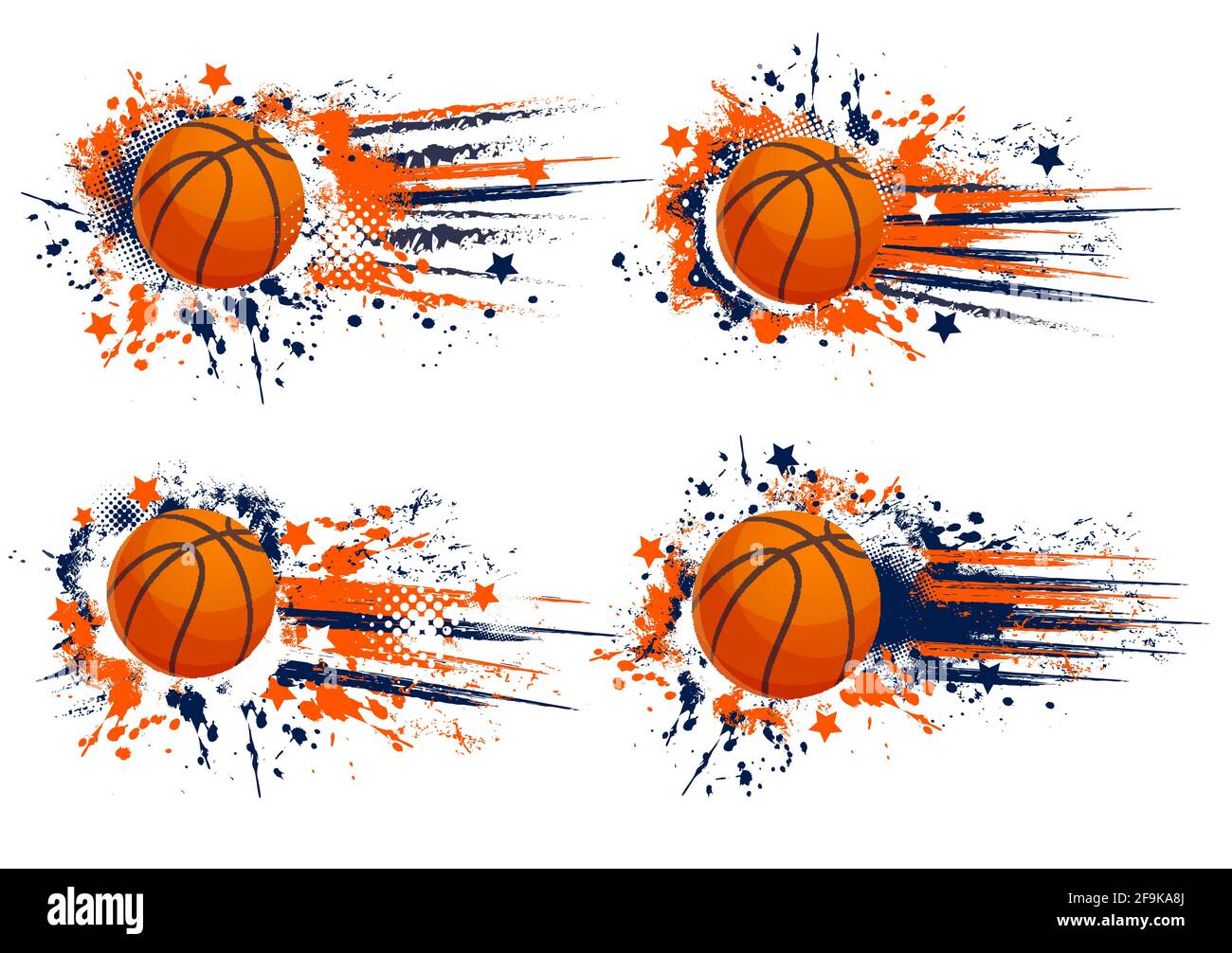 Orange basketball vector sport grunge banners. Game competition, team club and championship
