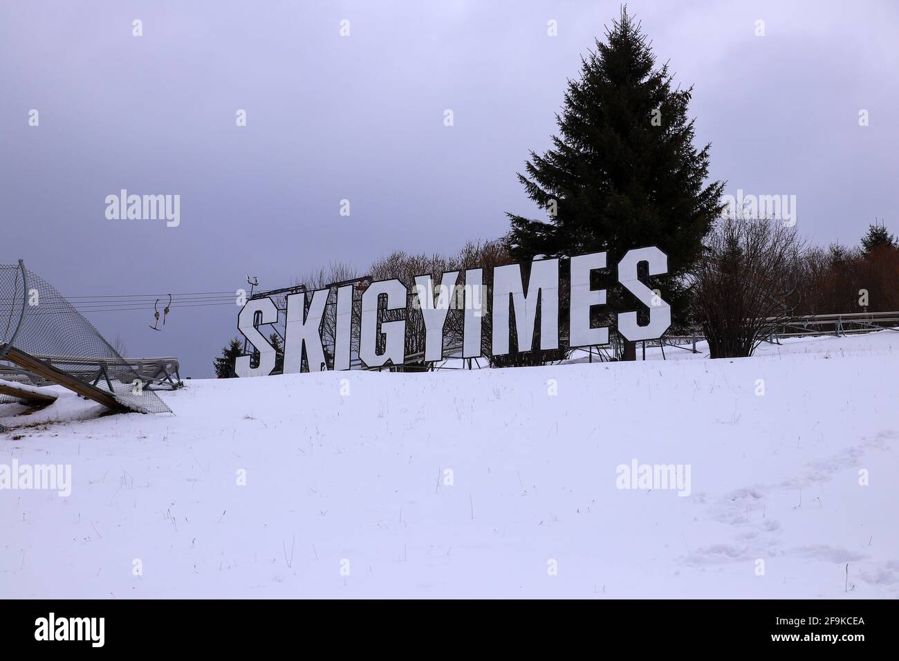 Gyimes, Romania - March 22, 2021: Gyimes ski resort. Stock Photo