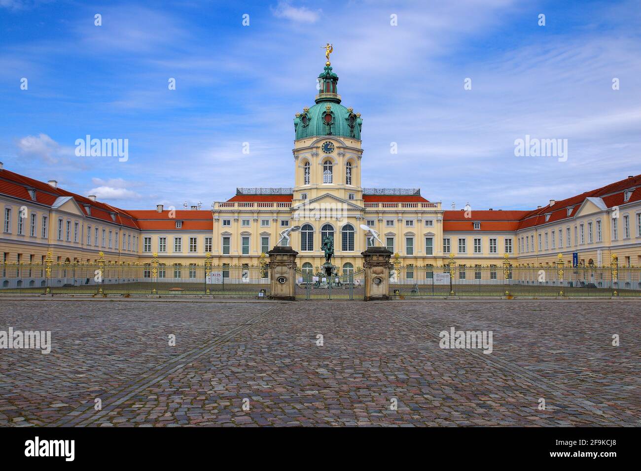Berlin, Germany - April 16, 2021: A frontal view of the Charlottenburg Palace in Berlin, Germany. Stock Photo