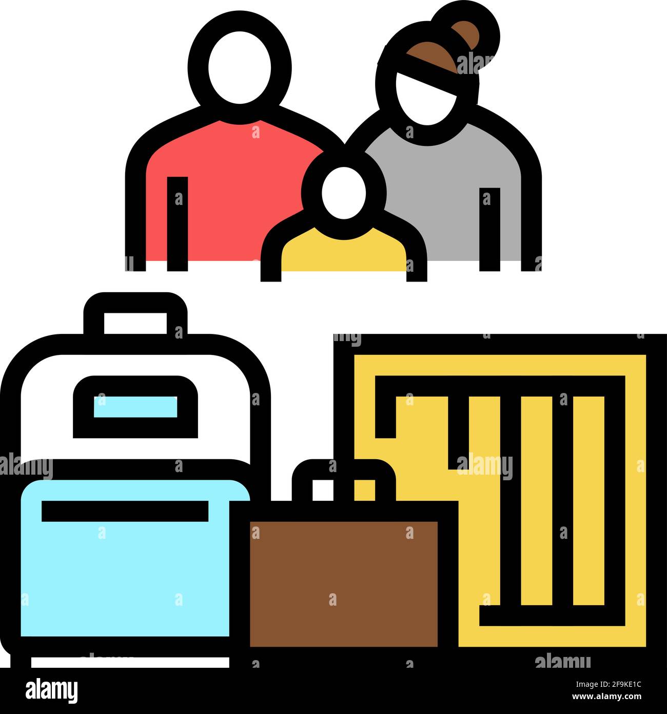 family refugee with luggage color icon vector illustration Stock Vector