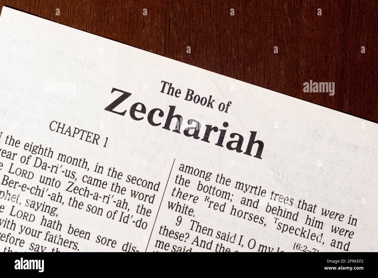 This is the King James Bible translated in 1611.  There is no copyright.  Title Page to the Book of Zechariah Stock Photo