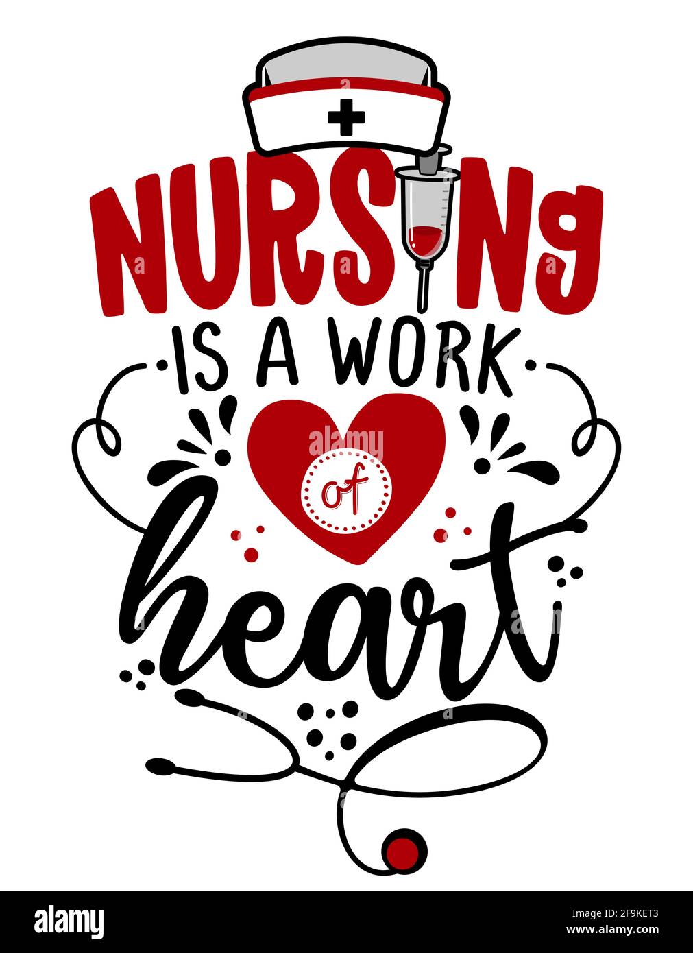 Nursing is the work of heart - STOP coronavirus (2019-ncov) Nurse t-shirt. Nursing, doctor, practitioner, nurse practitioner t shirt design template, Stock Vector