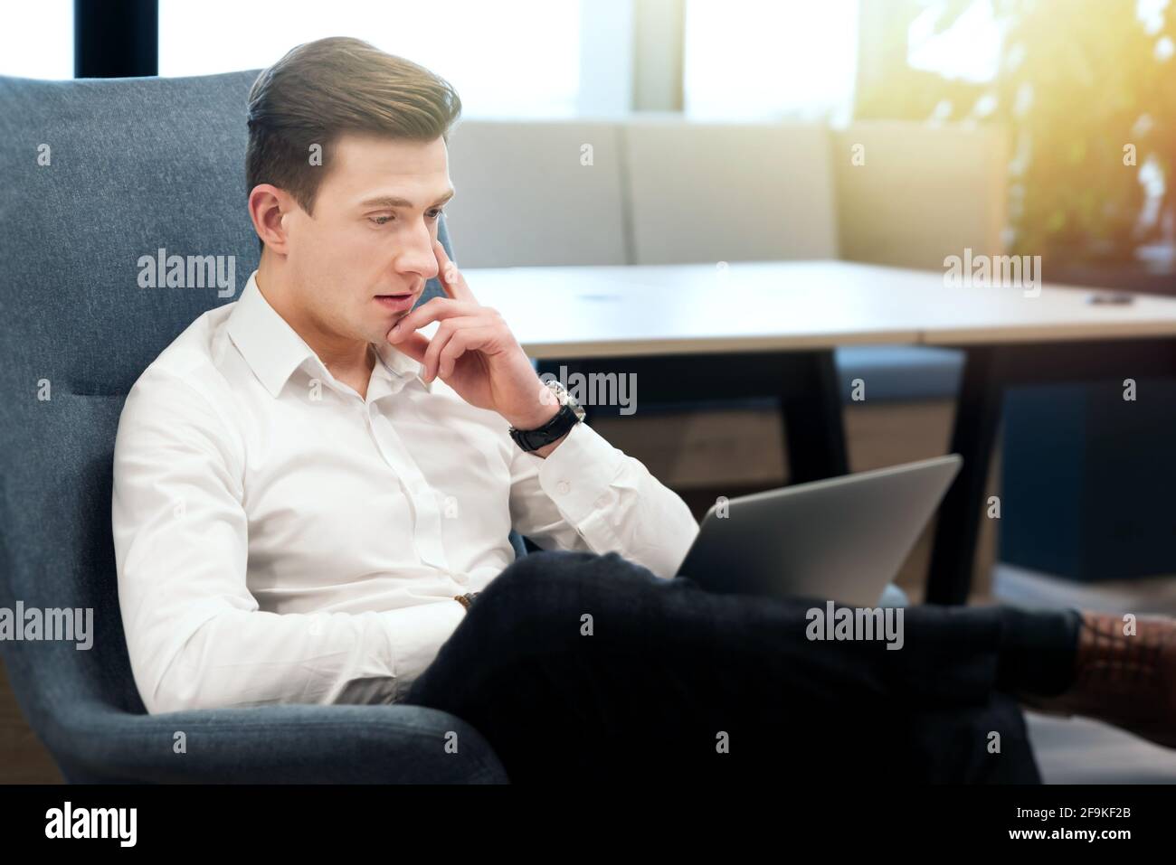 Businessman working in the office. Mmanager focused on work Stock Photo