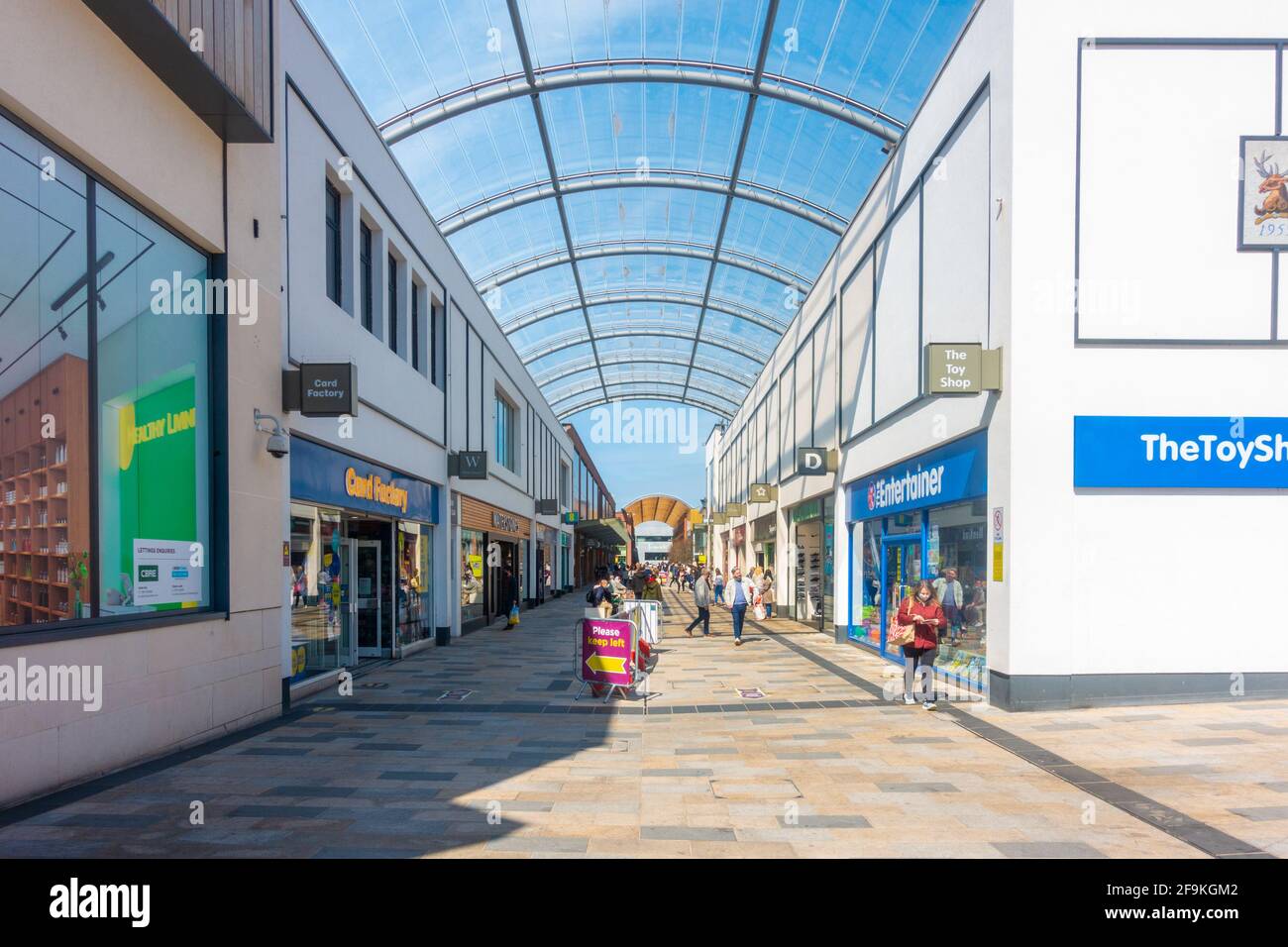 Shoppers in the Lexicon Shopping Centre in Bracknell. UK after shops have just opened following Covid lockdown restrictions being loosened. Stock Photo