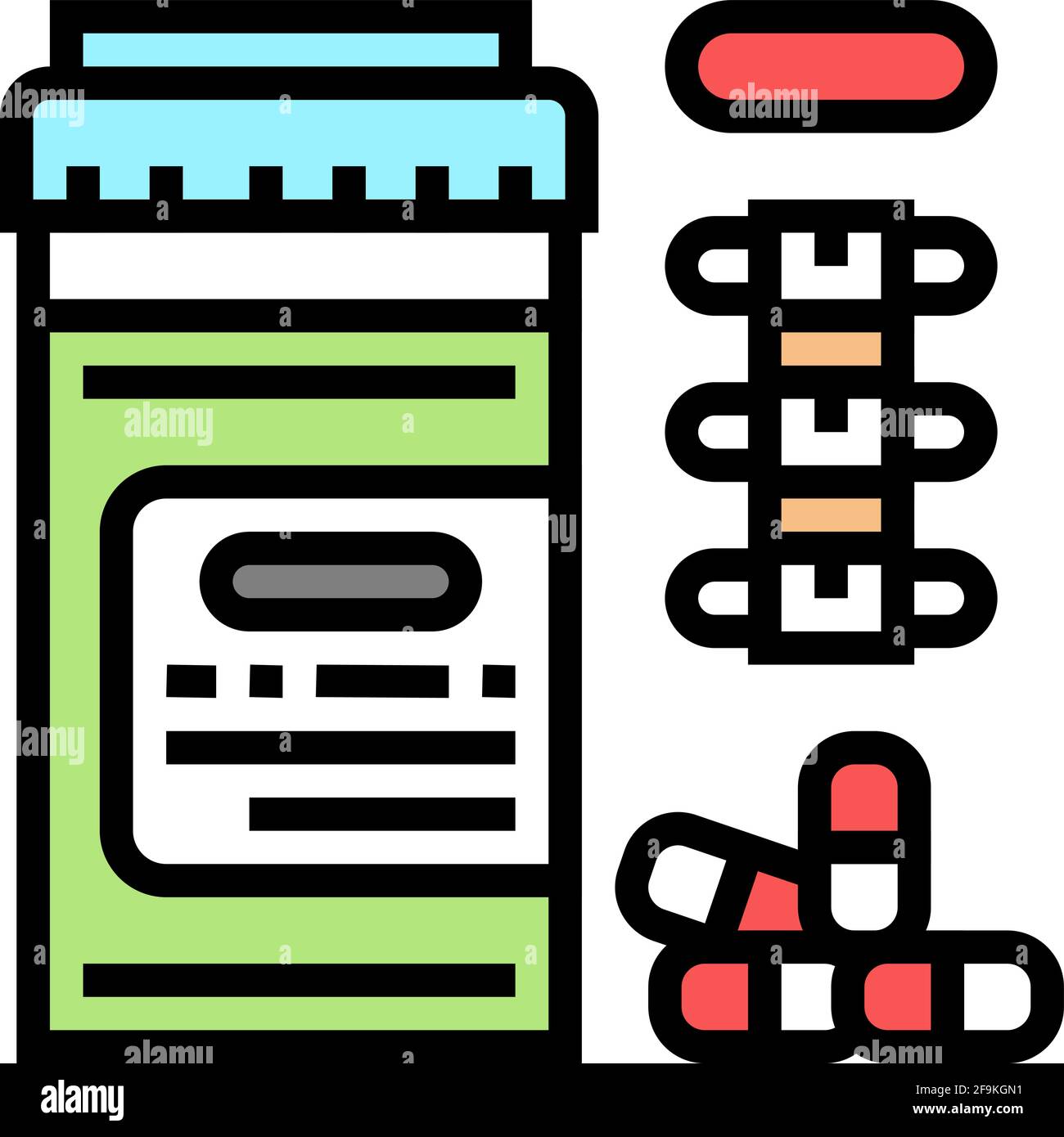 pain reliever pills scoliosis color icon vector illustration Stock