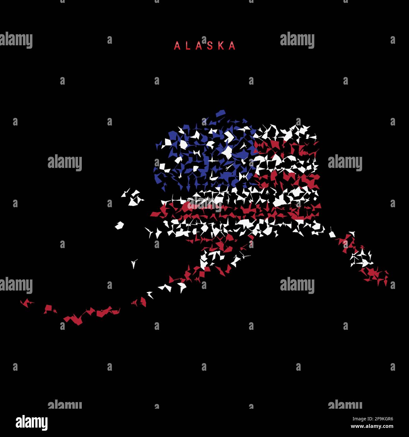 Alaska US state flag map, chaotic particles pattern in the colors of ...