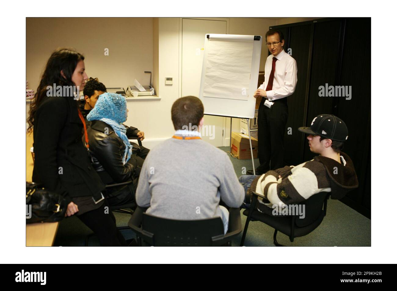 The City of London Corp. scheme N.E.E.T. young people... Not in Education, Employment or Training. City 4 a Day NEET workshop hosted by Broadgate Estates in the city of London.  Frank Funnell  photograph by David Sandison The Independent Stock Photo